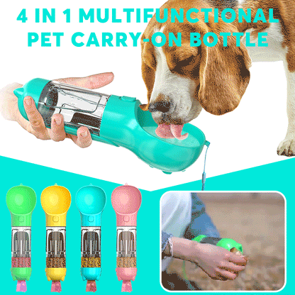 Botella de agua portátil para perros 4 en 1