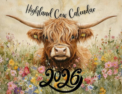 💥Oferta limitada 50 % DE DESCUENTO🐮Calendario Highland Cow 2026: decoración rústica para la pared y planificador mensual📅