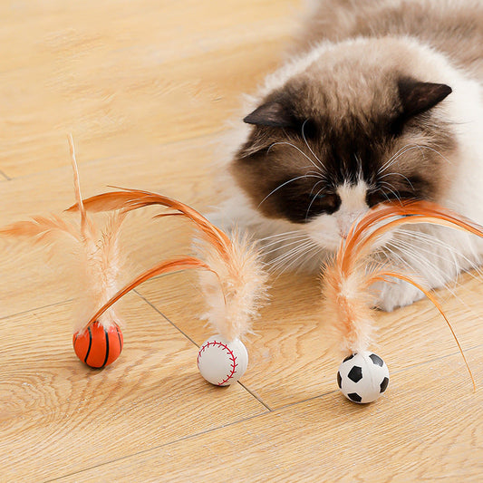 Pelota Interactiva para Gatos con Pluma