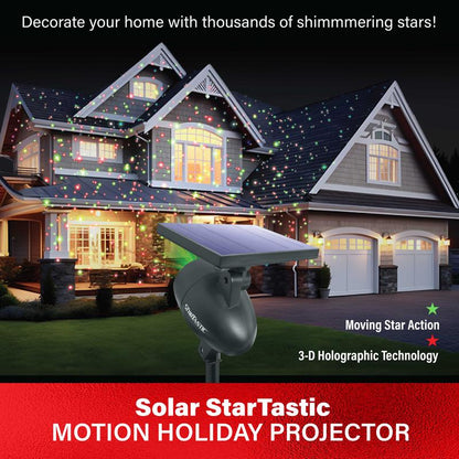 ❆ Luces navideñas solares ❆ Luces láser inalámbricas StarTastic para exteriores con proyector de movimiento para las fiestas
