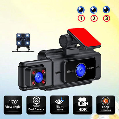 🔥Spring Sale 50% OFF⏳Vehicle Night Vision 3- Channel Dash Camer