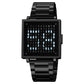 Reloj electrónico cuadrado impermeable para hombre con correa de acer