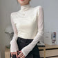 Top de malla de cuello alto para mujer