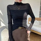 Top de malla de cuello alto para mujer