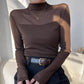 Top de malla de cuello alto para mujer