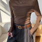 Top de malla de cuello alto para mujer