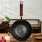 Wok de hierro fundido martillado a mano sin revestimiento con tapa