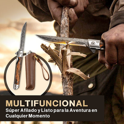 🔥Big Sale 50% OFF🔥🗡️Folding cuchillo con mango de madera para trabajo, senderismo y camping⛺