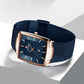 Reloj de cuarzo con correa de malla cuadrada ultrafina para hombre