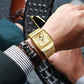 Reloj de cuarzo con correa de malla cuadrada ultrafina para hombre