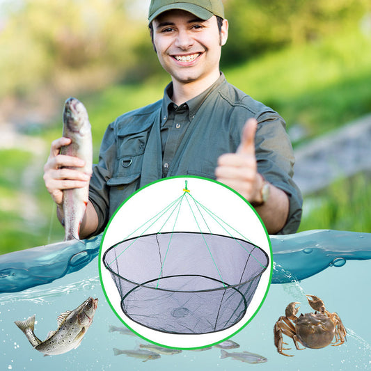 Red de pesca portátil plegable con cuerda para lanzar a mano