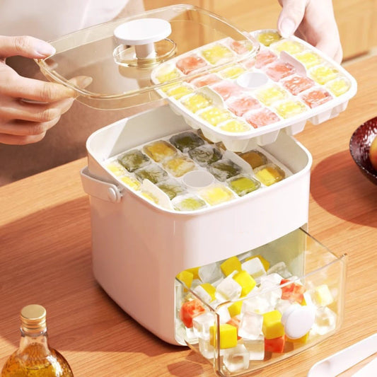 Molde para Cubitos de Hielo de 2 pisos con Bandeja y Fund