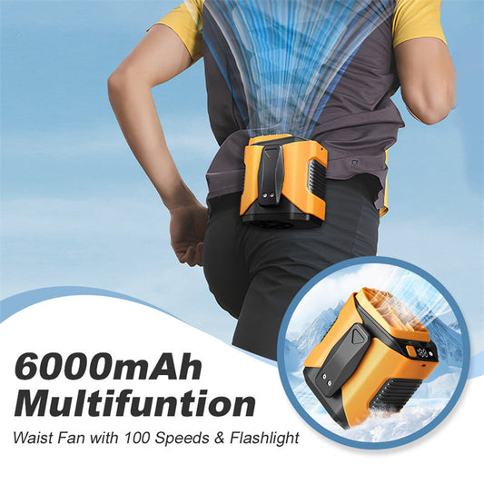 Ventilador de cintura multifunción de 6000mAh con 100 velocidades y lintern