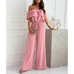 ⏰ ¡Último día de venta caliente! ⌛🌞Summer Sale🌺 Women's Off - Shoulder Ruffle Jumpsuit - 49% OFF