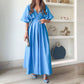 【😍😍Rebajas de verano 50% de descuento】Vestido largo plisado con escote en V y espalda descubierta