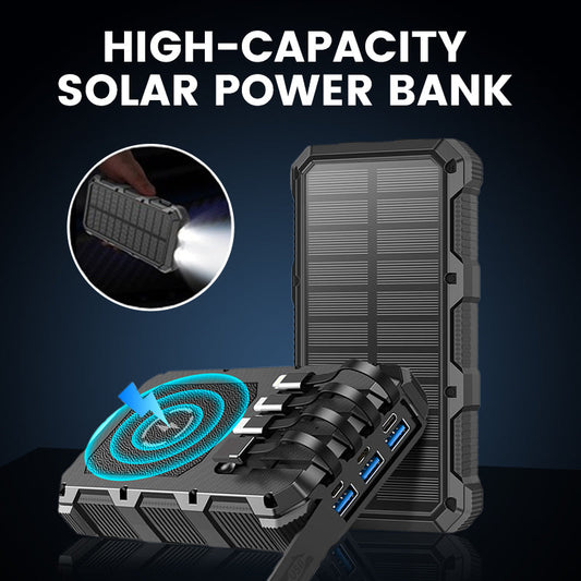 Batería externa solar de alta capacidad con luz incorporada