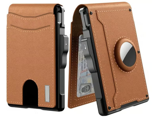 🔥49 % de descuento por el Día del Padre🎁Cartera AirTag para hombre: con funda de aluminio emergente, pinza para billetes, ranuras de cuero finas, tarjetero, bloqueo RFID, cartera minimalista con doble pliegue.