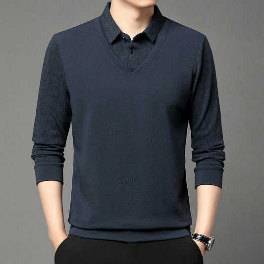Camisa de manga larga de dos piezas de imitación para hombre