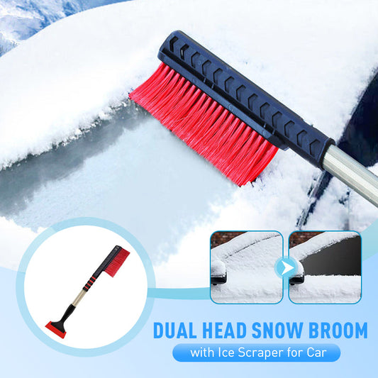Escoba doble para nieve con rascador de hielo para coche
