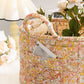 Cesta portátil de tela floral para guardar cosas