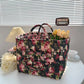 Cesta portátil de tela floral para guardar cosas