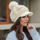 🎁Rebajas de Navidad - 49% OFF🎁👒-Gorro de invierno cálido para mujer con ala corta🥰