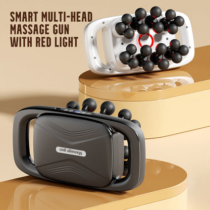 Pistola de masaje inteligente con múltiples cabezales y luz roja