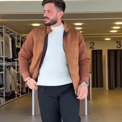 Chaqueta informal con cuello alto y cremallera para hombre