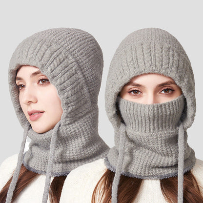 Gorro de punto cálido para mujer con cordón ajustable