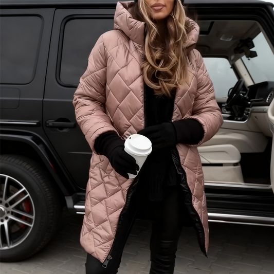 Abrigo Largo Acolchado con Capucha para Mujer