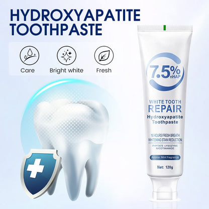 Pasta dental con hidroxiapatita para reparar y blanquear el esmalte dental