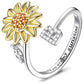 Anillo ajustable con letras del alfabeto y girasol giratorio