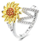 Anillo ajustable con letras del alfabeto y girasol giratorio