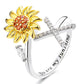 Anillo ajustable con letras del alfabeto y girasol giratorio